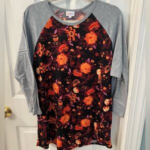 LuLaRoe Randy Baseball Style Floral Top Sz 3X